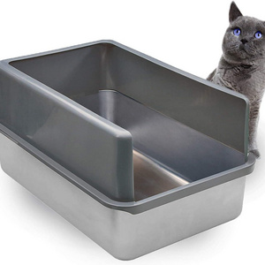 Hot Sale Stainless Steel Cat Litter Box Never Absorbs Odor Stains Easy Cleaning Cat Sand Box