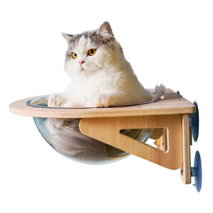 New Cat Window Acrylic Space Capsule Perch Hammock Bed Seat with Suction Cups Space Saving Wall Mounted Wood Pets Cat Hammock