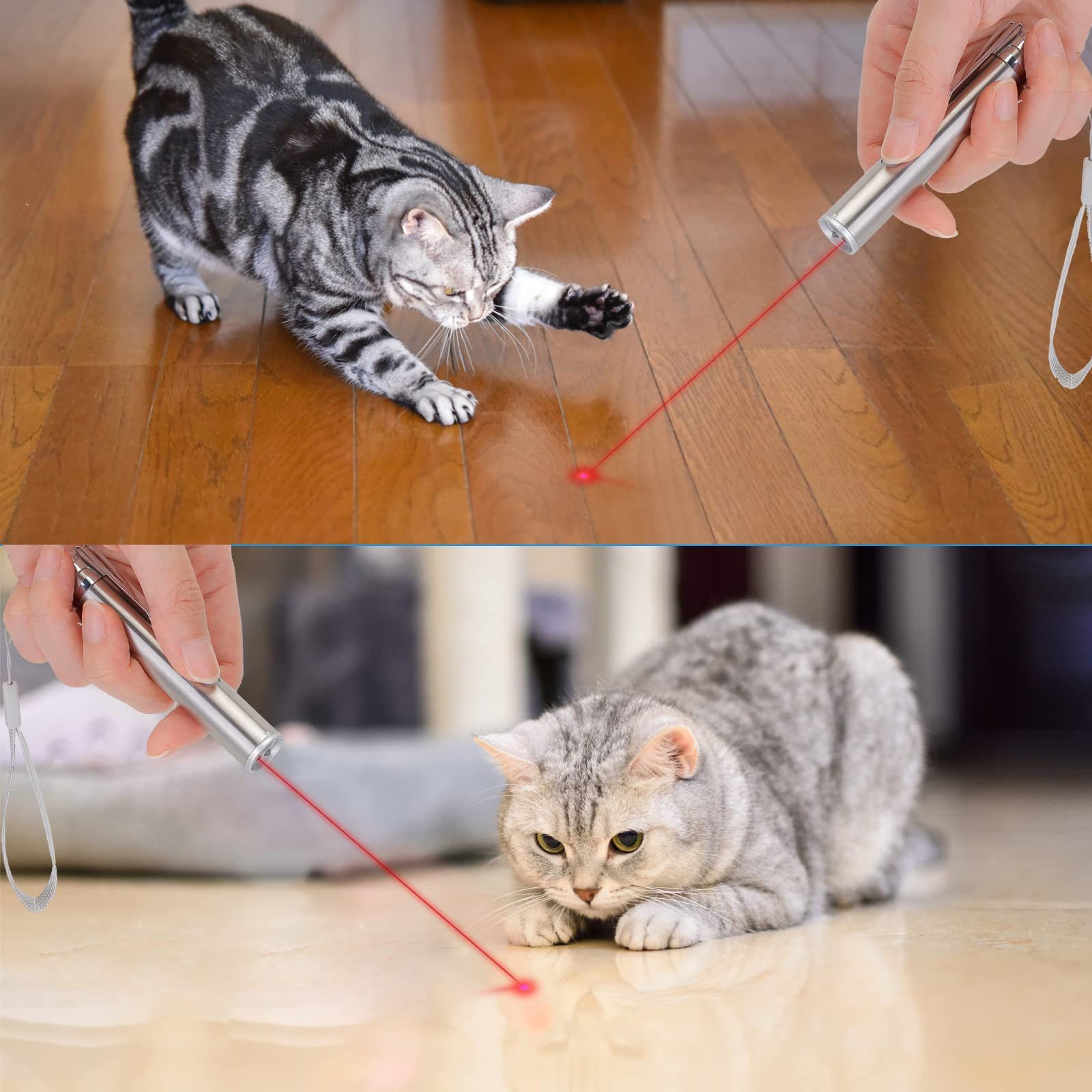 Customizable USB Rechargeable Cat Laser Pointer Toys Interactive RED Laser LED Pen Light Toy for Cats