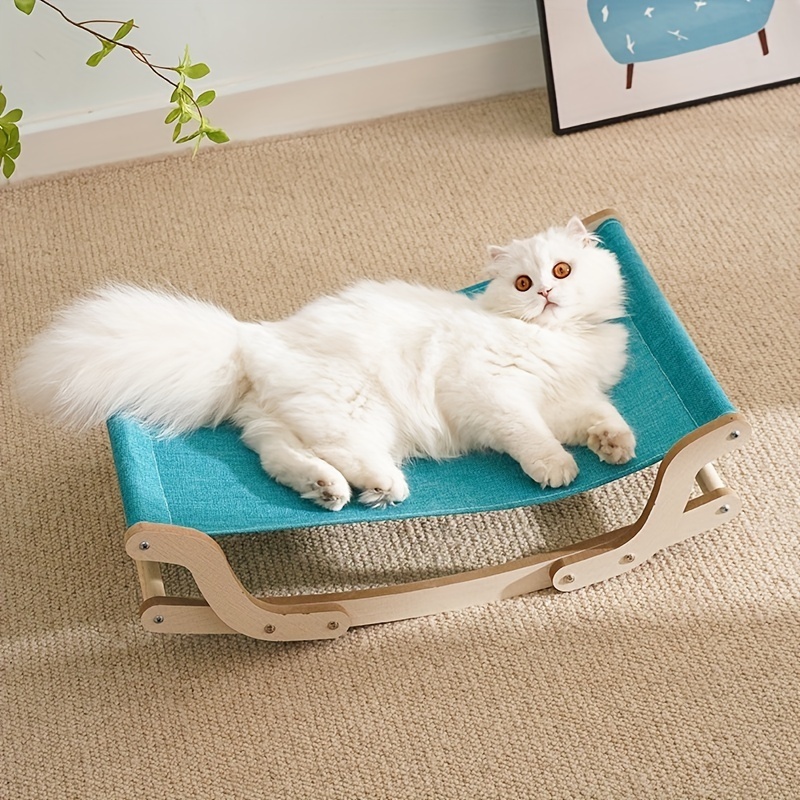 New Wooden Frame Pet Rocking Bed Elevated Cat Sleeping Bed Breathable Cat Swing Chair Detachable and Washable Cat Hammock Bed