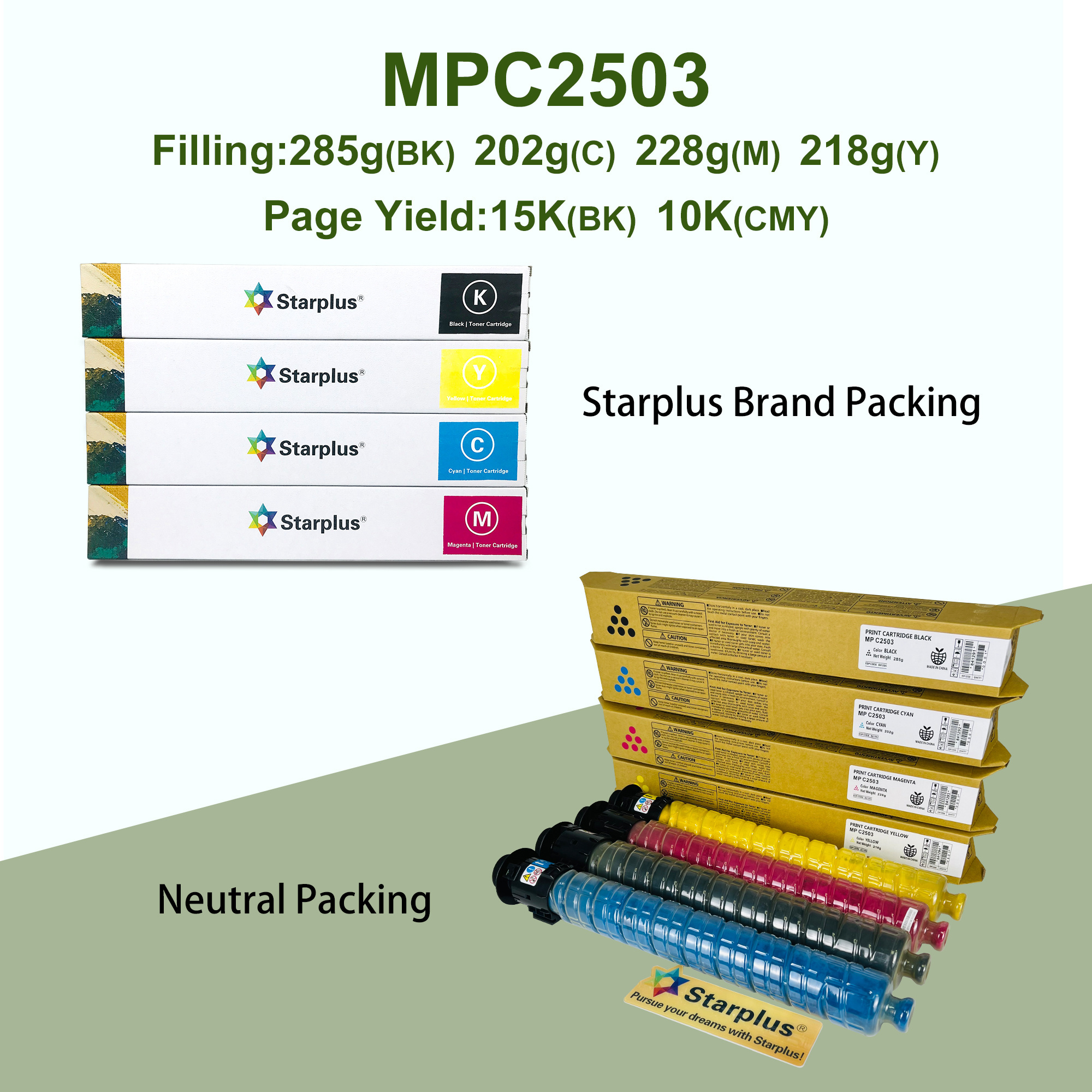 Starplus Manufacture MP C2503 Color Toner Cartridge For Ricoh  MPC2003 MPC2011 MPC2503 MPC2504 MPC2004 SP Copier Big Capacity