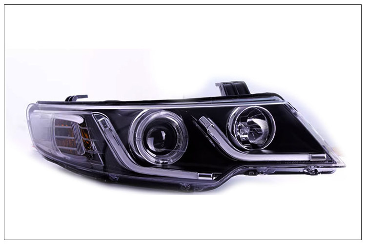 2009-2014 Headlamp Assembly Bi-Xenon Projection Lens with DRL Plug & Play LED Headlamps for for Kia Forte