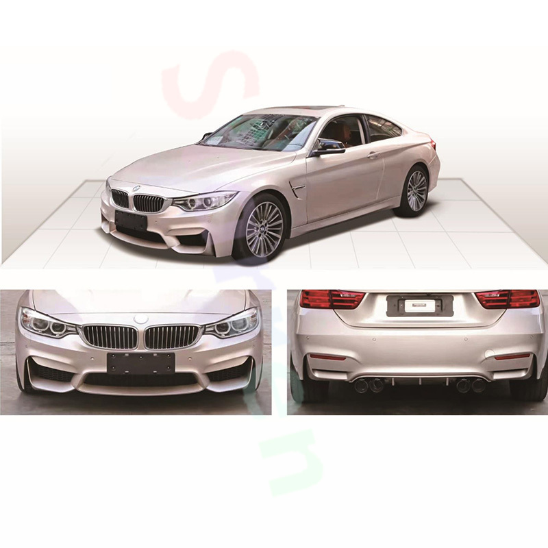 Plastic material 4 series F32 F33 F36 420i 428i front bumper rear bumper side skirts and wing spoiler M4 style body kit for BMW