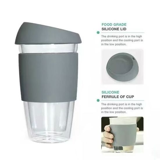 Silicone Reusable Coffee Cup New Customized Creative Hebei Travel Mugs with Lid Promotional Eco Friendly Custom Glass Glassware