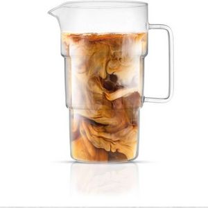 High Borosilicate Drink Kettle with Spout Ice Tea Kettle Juice Kettle Lemonade  Double glass coffee mugs and cups