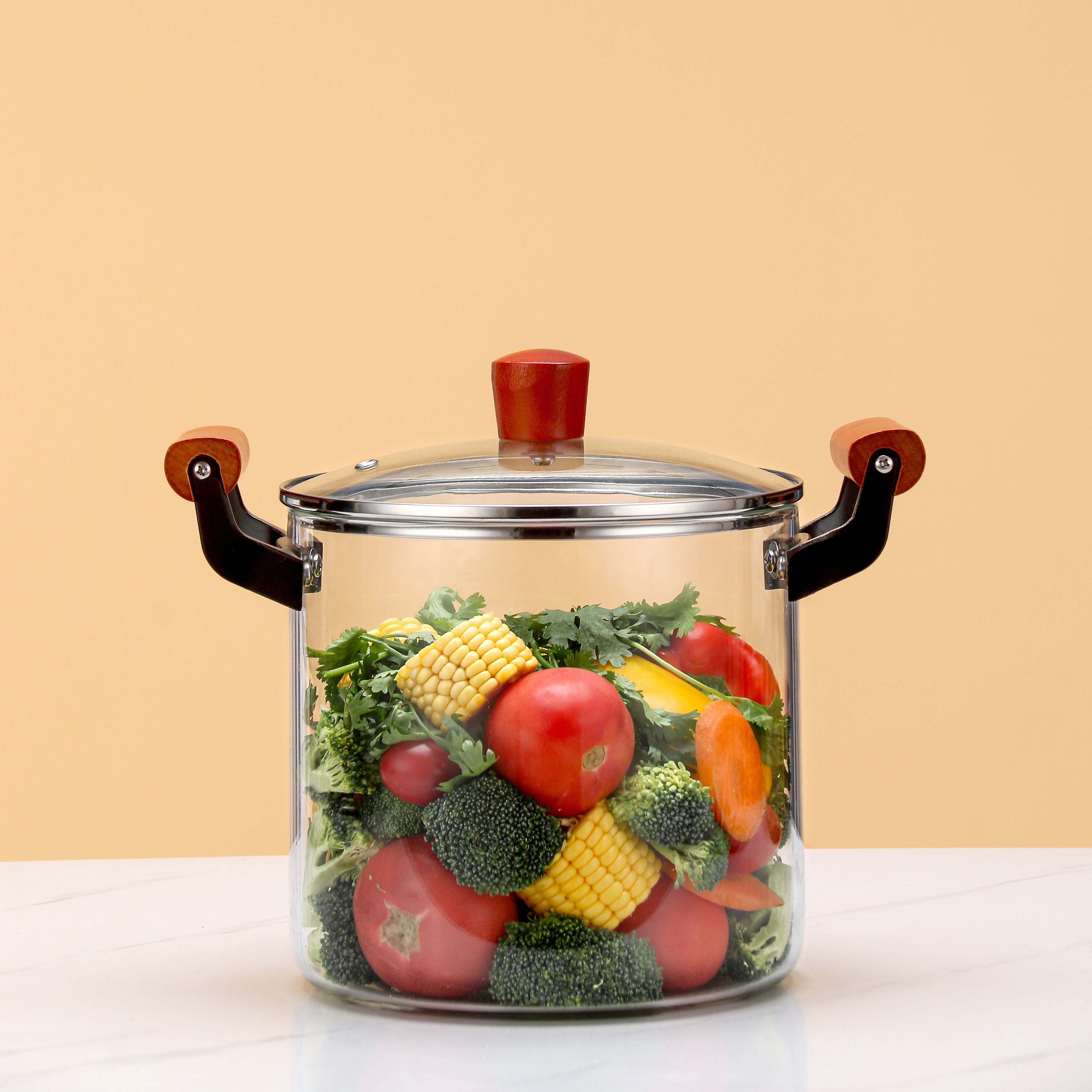 Cooking Pot with Handles Wholesale Custom Glass Soup Pot Heat Resistant Glass Paper Box Transparent Modern Gas Cooker