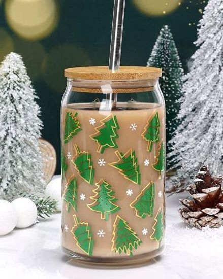 Wholesale Custom Printing 16oz Drinking Tumbler Water Juice Coffee Cup Libbey Can Shape Beer Glass with Straw and Bamboo Lid