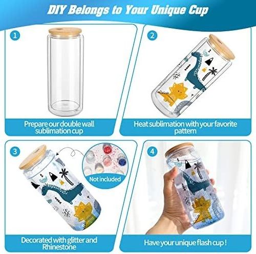 16oz Custom Logo Quencher Vacuum Cup Travel Coffee Mug Round Snow Globe Cans Water Glass Straw CLASSIC Party Double Wall Glass