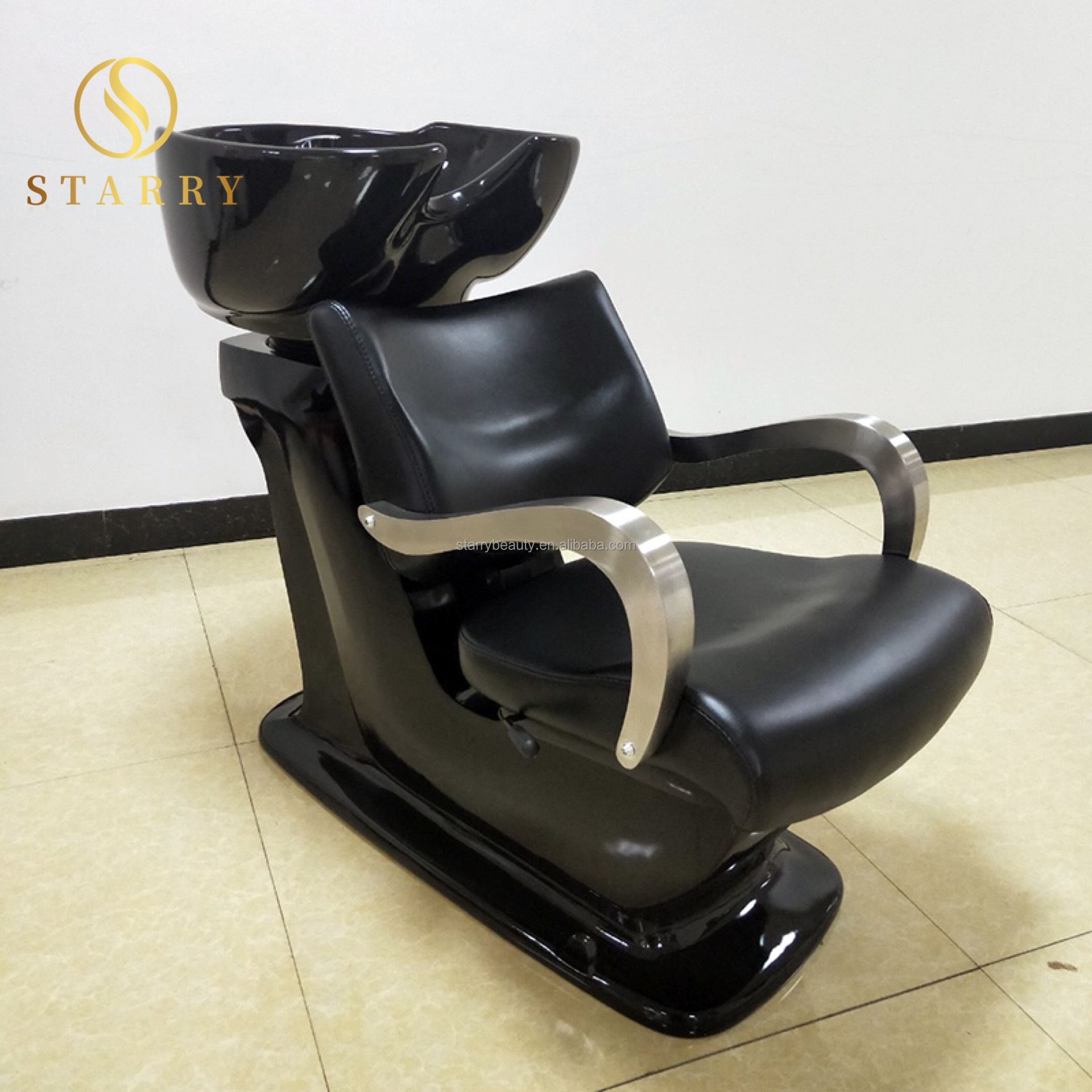 black fiberglass acrylic shampoo station salon head spa shampoo chairs with bowl