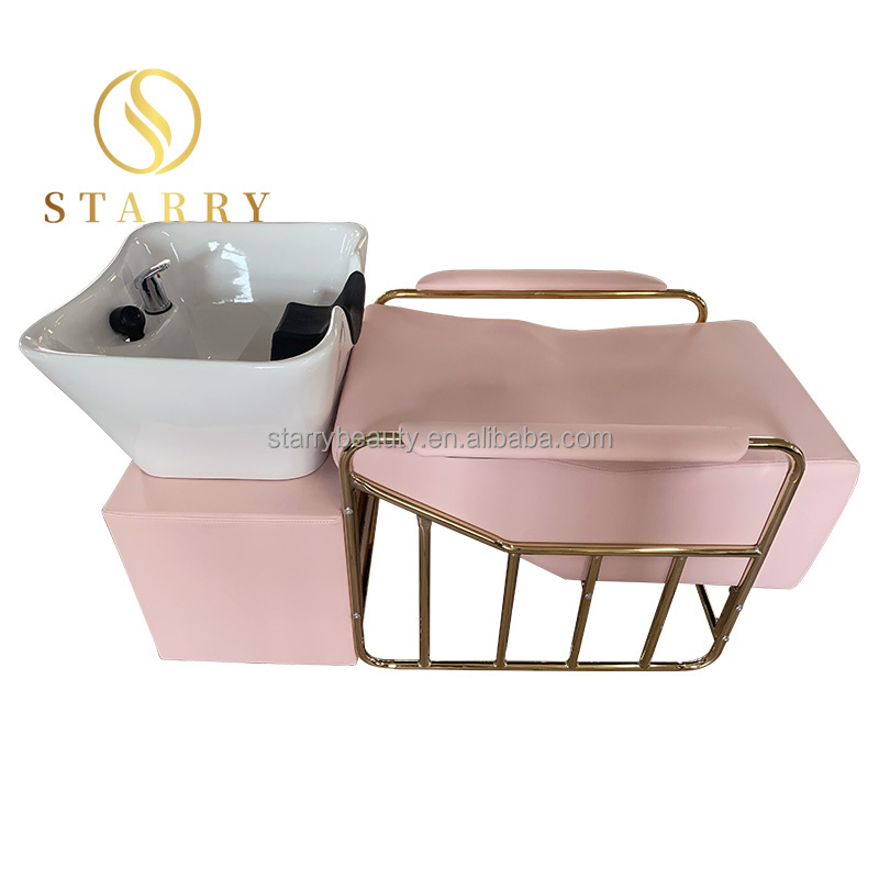 Hair salon furniture backwash unit hair wash chairs head pink shampoo chair