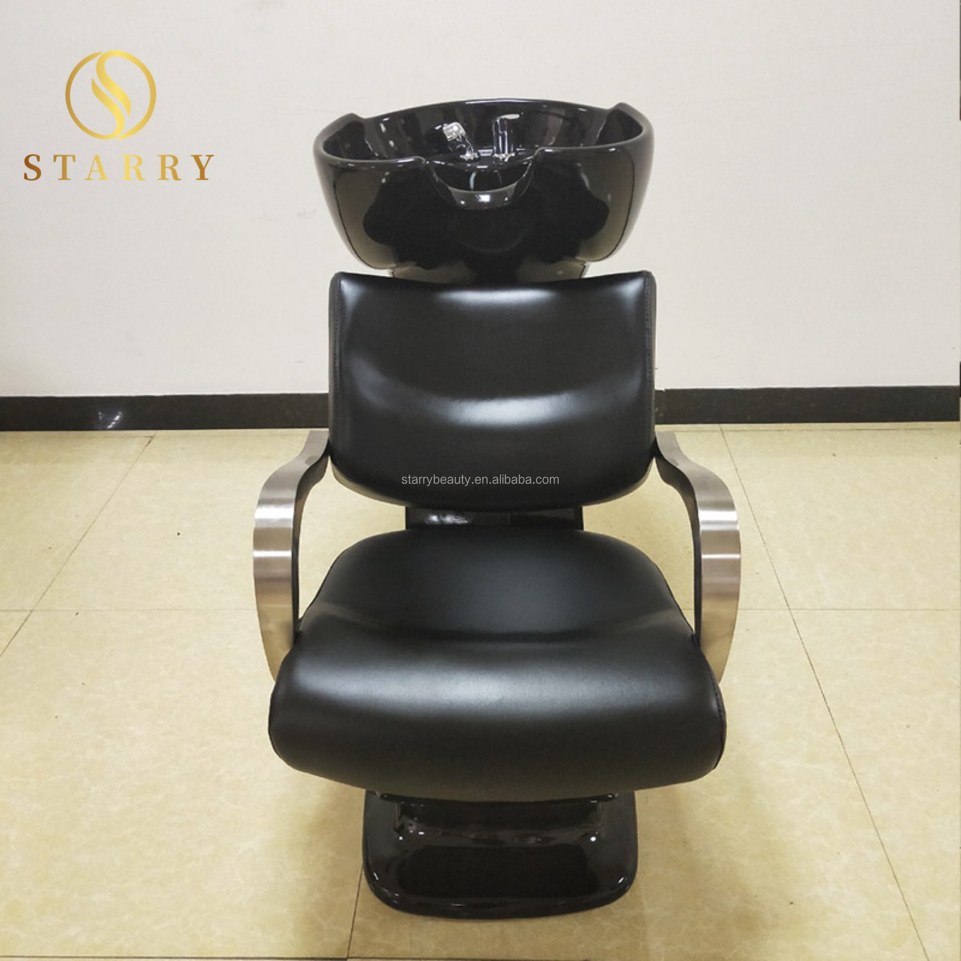 black fiberglass acrylic shampoo station salon head spa shampoo chairs with bowl