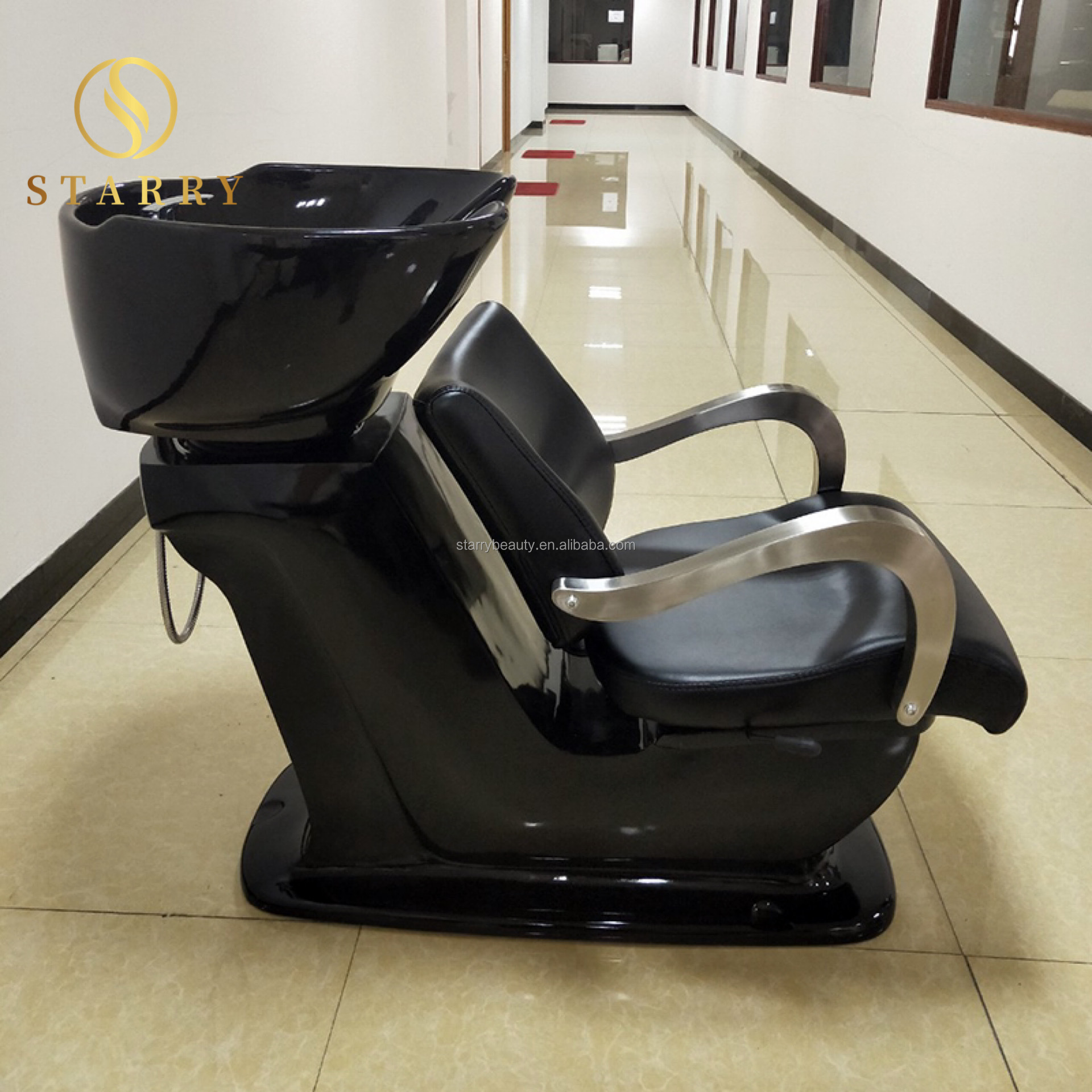 black fiberglass acrylic shampoo station salon head spa shampoo chairs with bowl