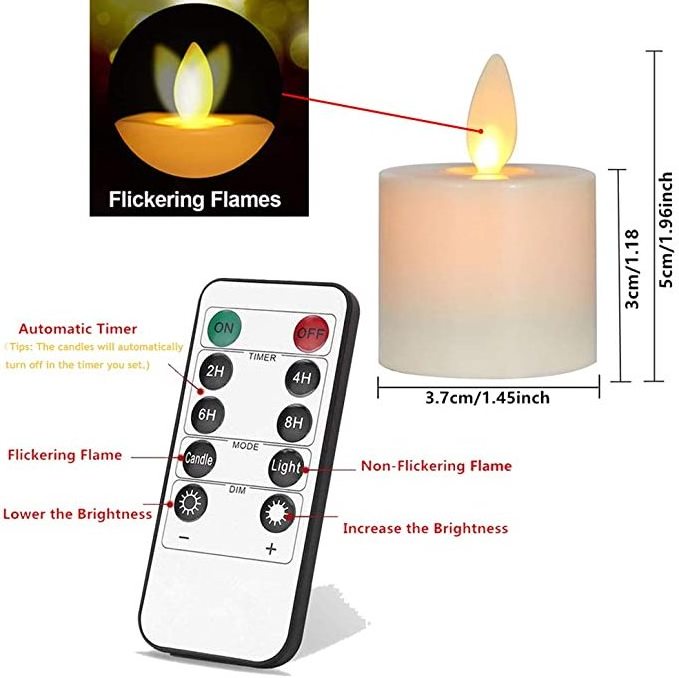 hot sale Battery operated moving wick flameless plastic LED tealight candle with remote