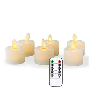 hot sale Battery operated moving wick flameless plastic LED tealight candle with remote