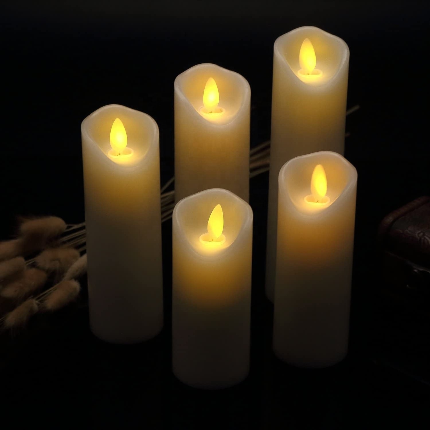 wholesale rf remote control decorative set of 5 scented church led votive lamp light electric candle