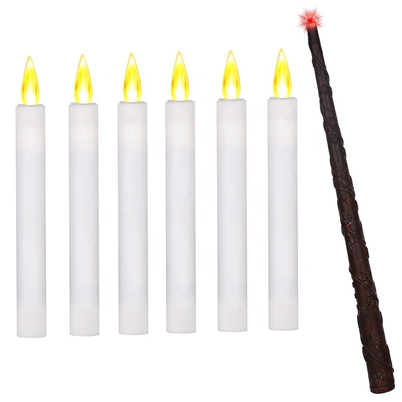 Floating Candles with Wand, Christmas Decorations Magic Hanging Candles Flickering Warm Light Christmas Tree Candle