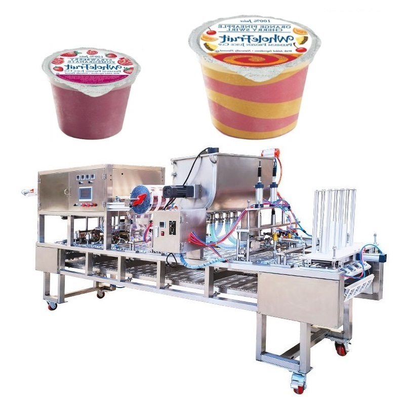 Small Yogurt Quick Pneumatic Pack Cup Juice Automatic Liquid Paste Ice Cream Fill Seal Machine