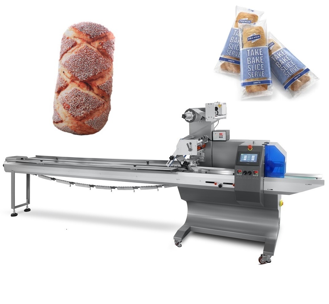 servo automatic horizontal small cookie chocolate flow wrapper machine flow wrap wrapping bread packing machine