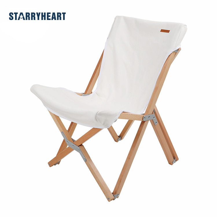 STARRYHEART Outdoor Canvas wooden Foldable Camping Chair Wood Patio Folding Camping Chairs