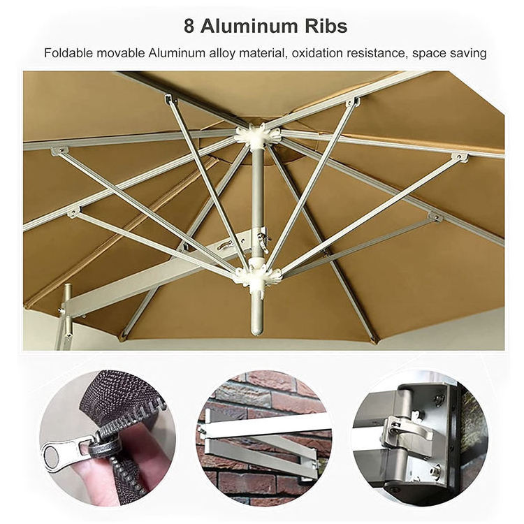 STARRYHEART Waterproof UV Protection Sunshade Parasol Wall Mount Patio Umbrella Outdoor Wall Umbrella With Adjustable Pole