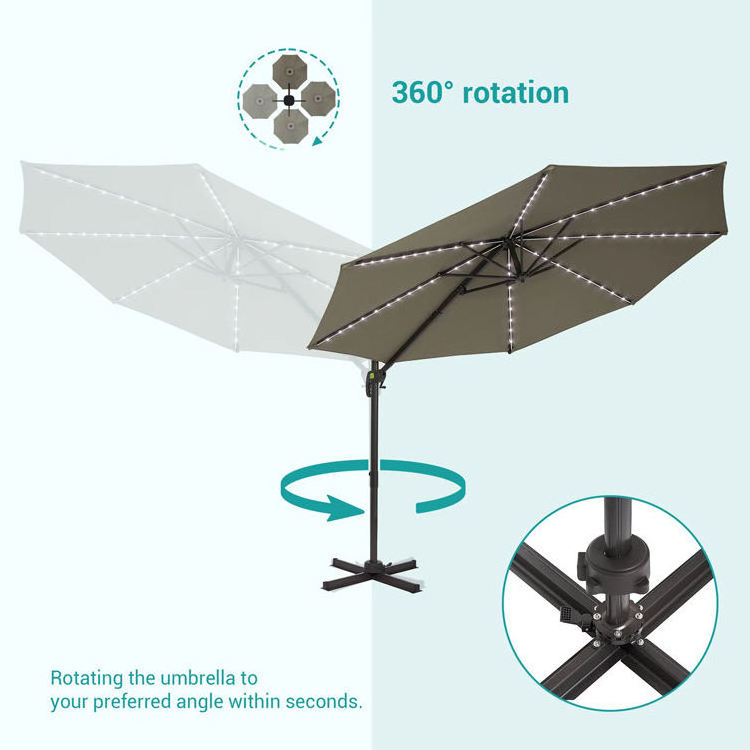 STARRYHEART 12 Feet Double Top Deluxe Square Patio Umbrella Offset Hanging Umbrella Cantilever Umbrella