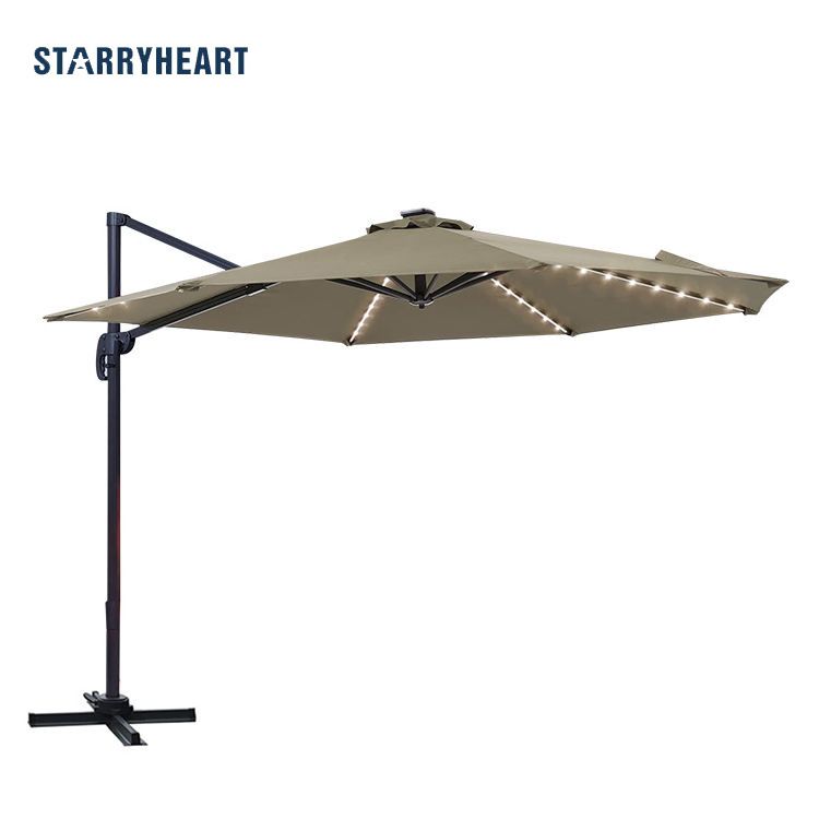 STARRYHEART 12 Feet Double Top Deluxe Square Patio Umbrella Offset Hanging Umbrella Cantilever Umbrella