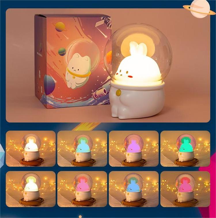 New Cute USB Charging Atmosphere Lamp Space Bunny Rabbit Night Light Baby Bedside Lamp Sleeping Lamp