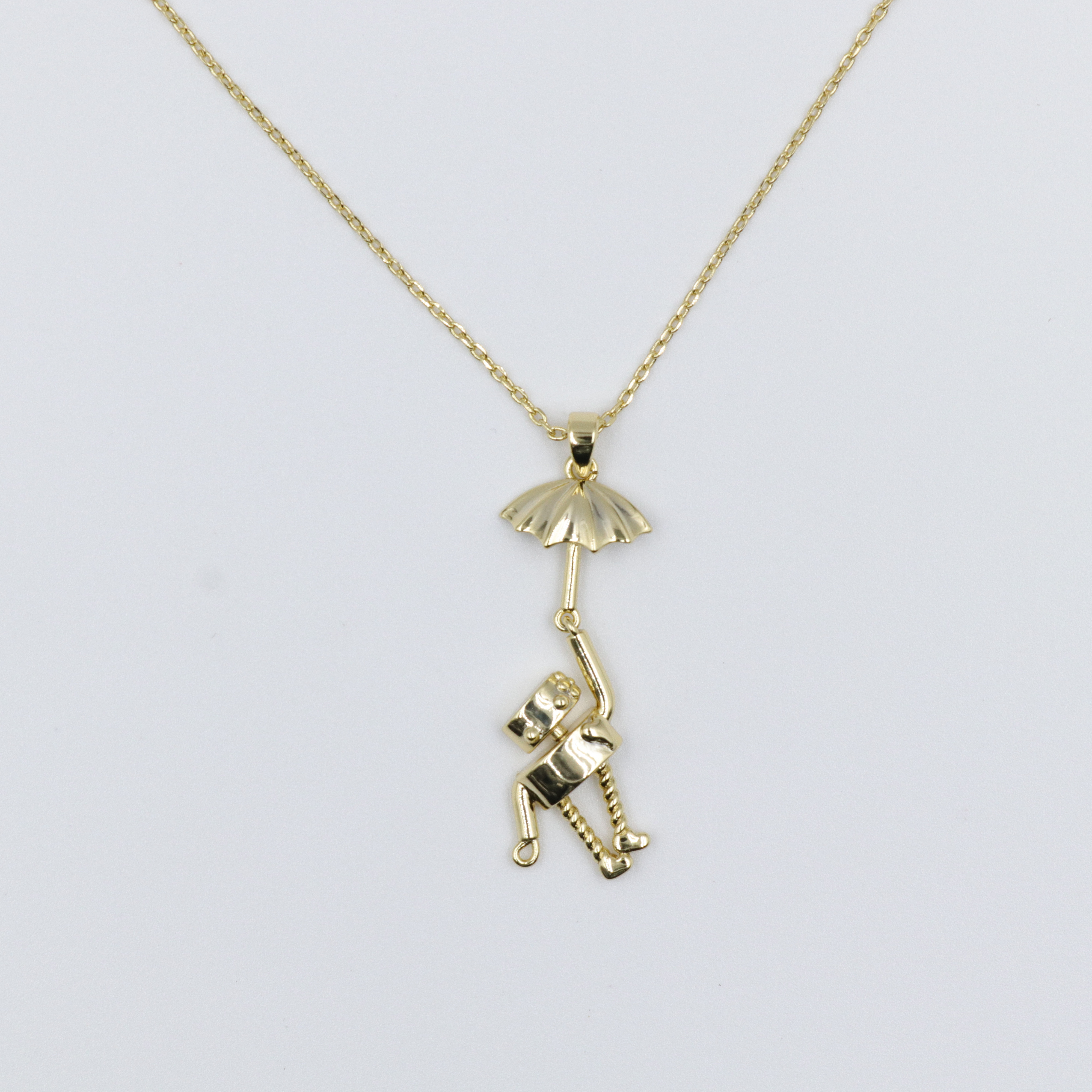 New Fashion Robot Design Copper and Gold Necklace with Elegant Umbrella Stylish Jewelry Accessory