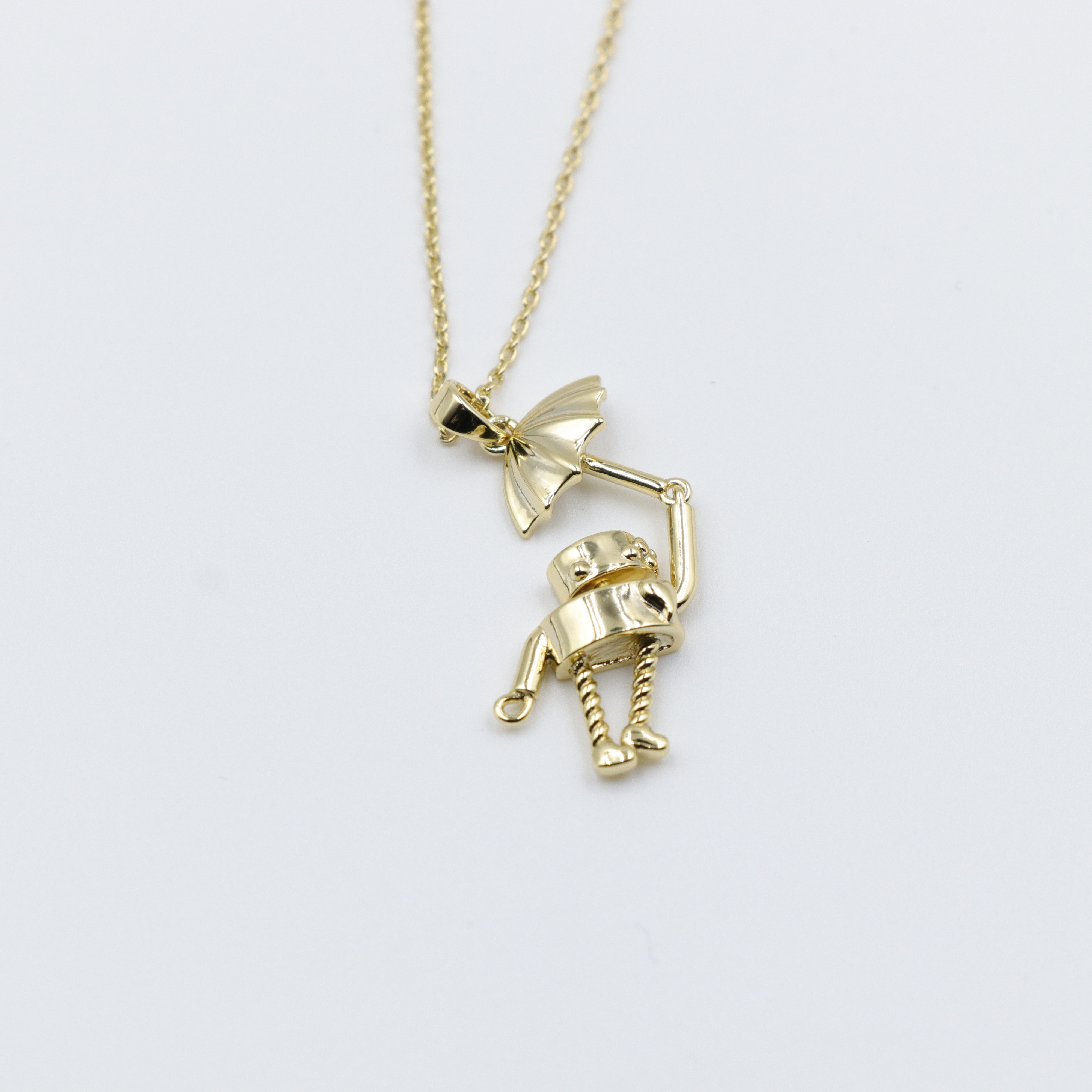 New Fashion Robot Design Copper and Gold Necklace with Elegant Umbrella Stylish Jewelry Accessory