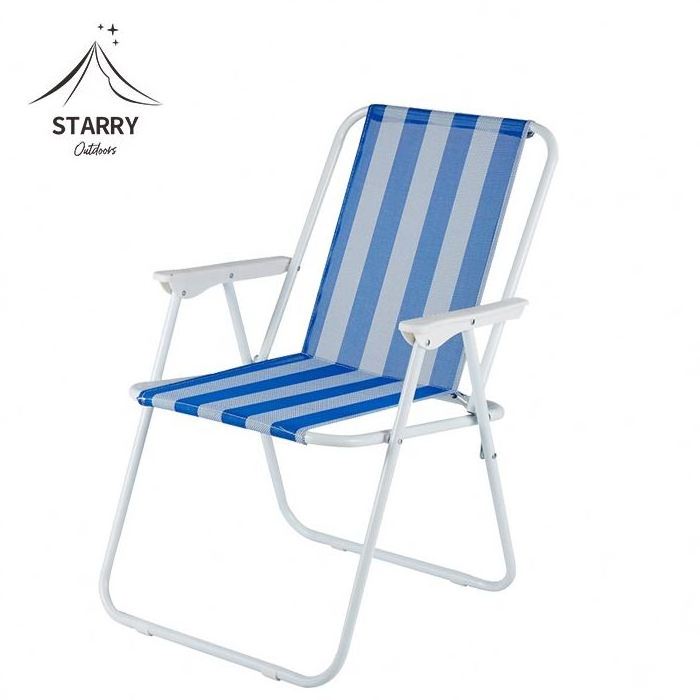 Leisure Webbed Portable Deck Chair Wooden Armrest Lightweight Folding Aluminum Outdoor Lawn Chair Beach Chair