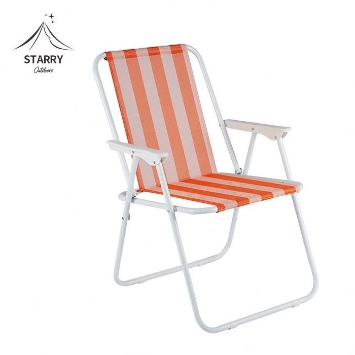 Leisure Webbed Portable Deck Chair Wooden Armrest Lightweight Folding Aluminum Outdoor Lawn Chair Beach Chair