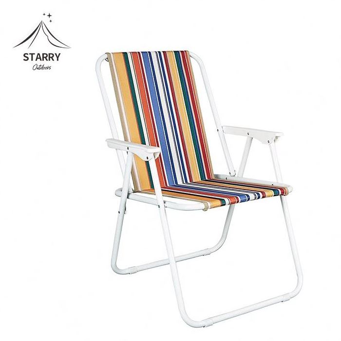 Leisure Webbed Portable Deck Chair Wooden Armrest Lightweight Folding Aluminum Outdoor Lawn Chair Beach Chair