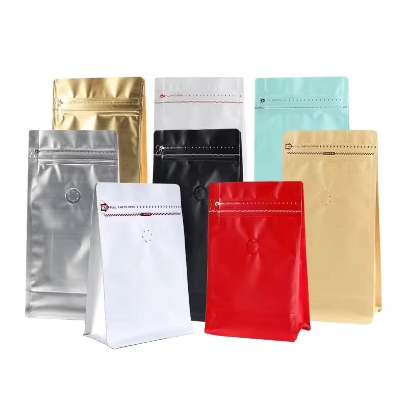 Stock Matte Finish Embossing Aluminum Foil Lined Gusset Packaging Pocket Tear Zipper Top 1/2 Pounds Flat Bottom Coffee Bag