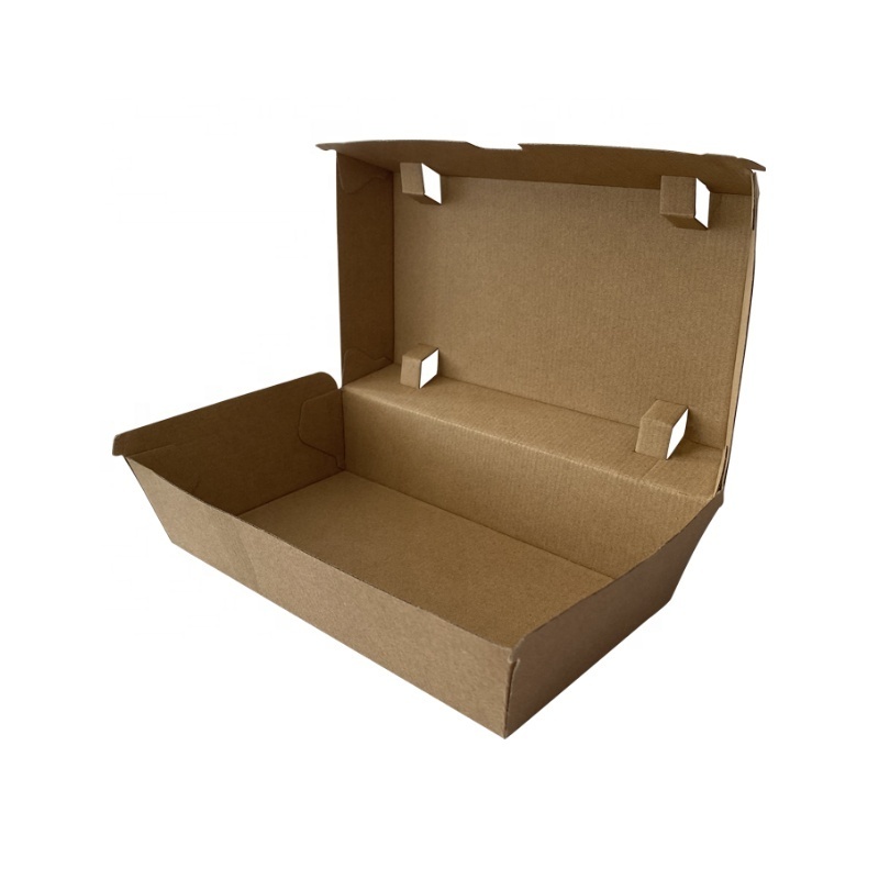 Kraft Paper Takeaway Food Box Fried Chicken Packing Boxes French Fries Package To Go Container Pastry Donut Carrier for Cookies