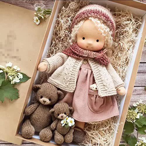 Waldorf style soft blonde long hair girl baby doll with 12 inch detachable handwork gifts waldorf doll