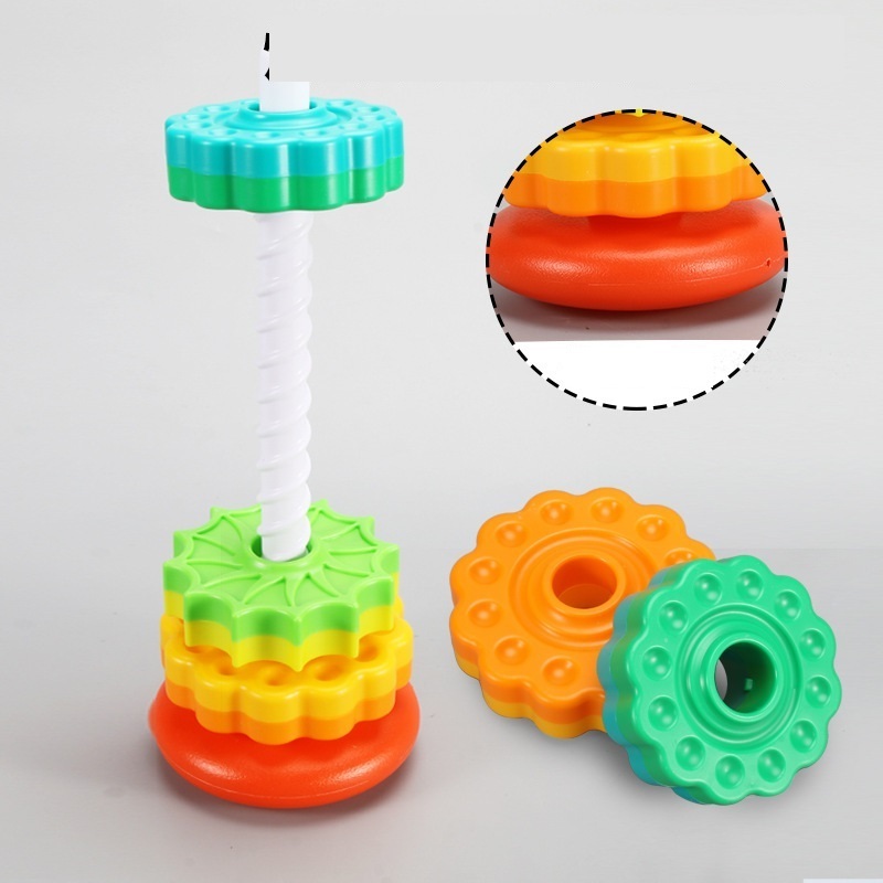 Kids Stacking Toys Spinning Rainbow Gears Toddler Montessori Educational Sensory Toys Motor Skills Gift for Kids