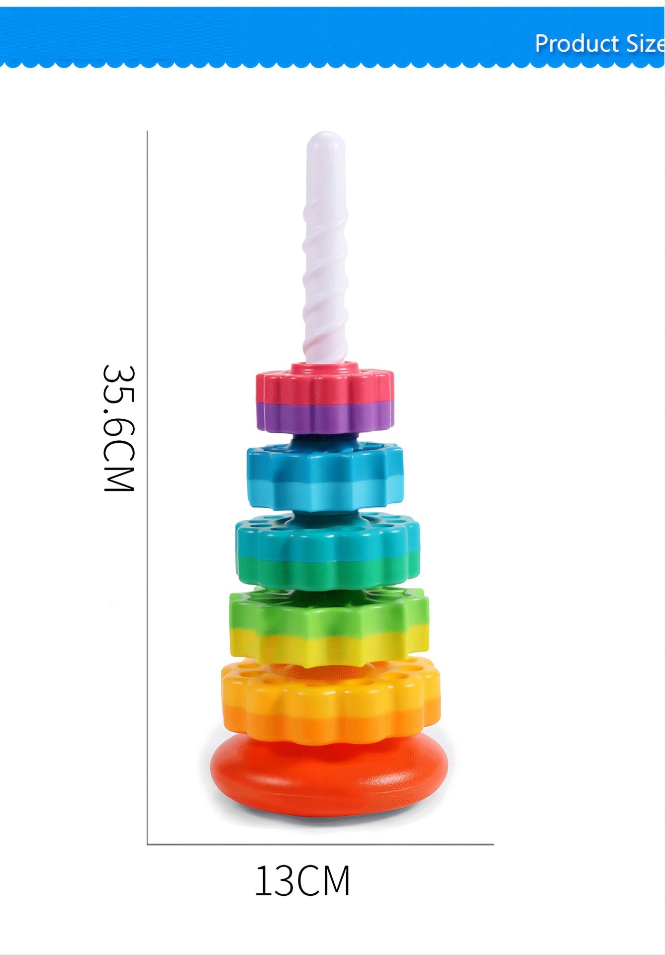 Kids Stacking Toys Spinning Rainbow Gears Toddler Montessori Educational Sensory Toys Motor Skills Gift for Kids