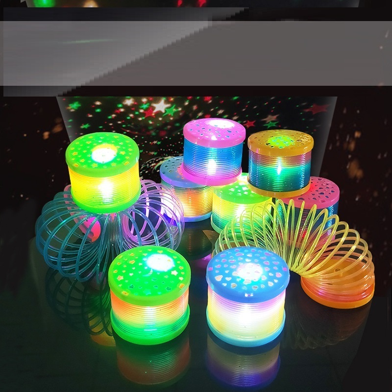 Educational Toy For Kids Spring LED Colorful Rainbow Circle Plastic Coil Elastic Ring Projectable