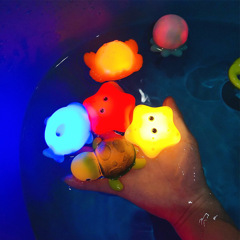 Kids Bath Floating Toys Creative Floating Lwith Lighting Net Baby Bath Shower Fishing Fish Toy Light Net Fishing Fish Bath Toys