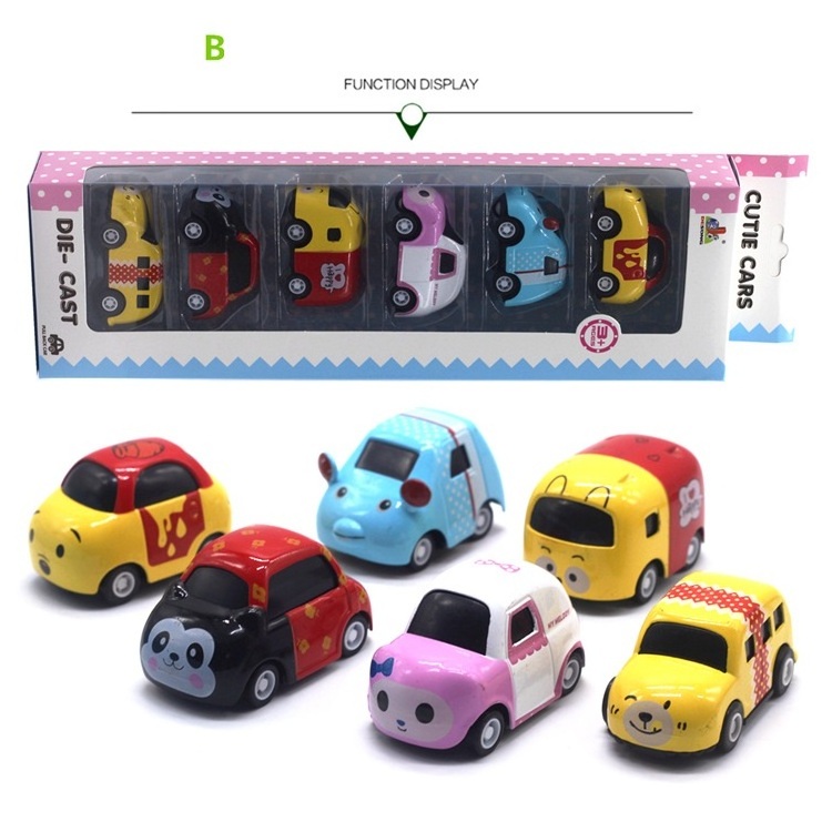 Alloy diecast vehicle car toy pull back function mini animal model cartoon style manufactory products small diecast model cars