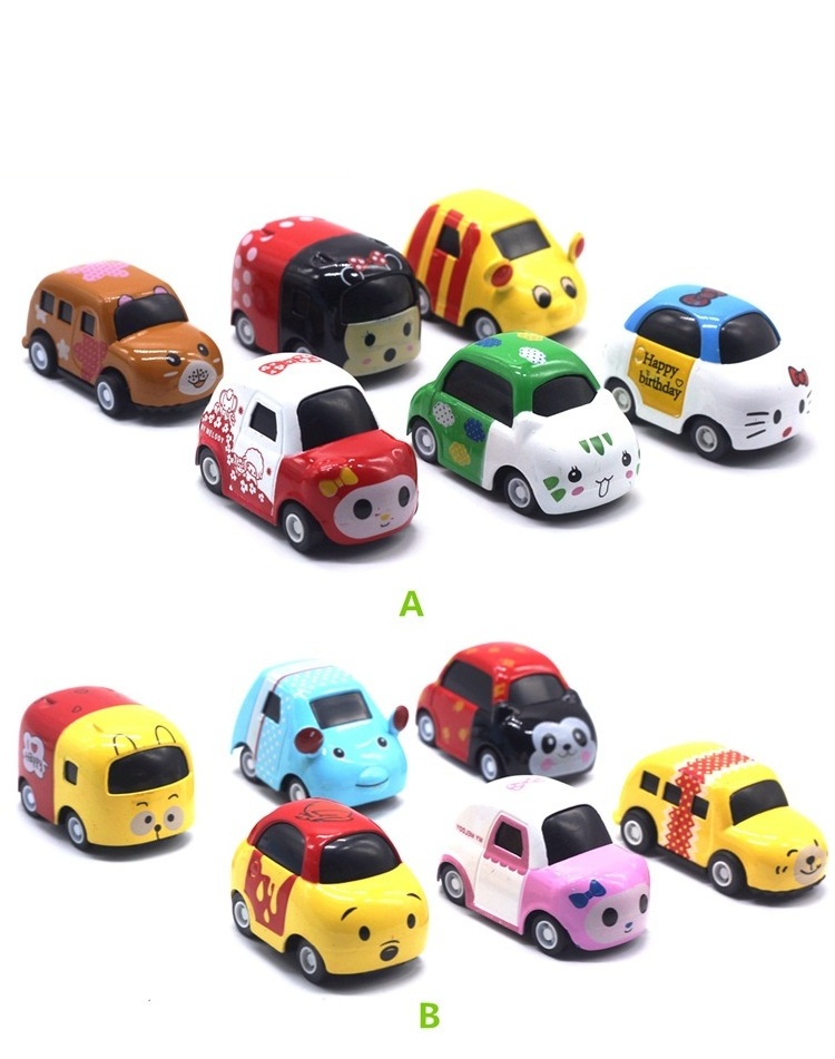 Alloy diecast vehicle car toy pull back function mini animal model cartoon style manufactory products small diecast model cars