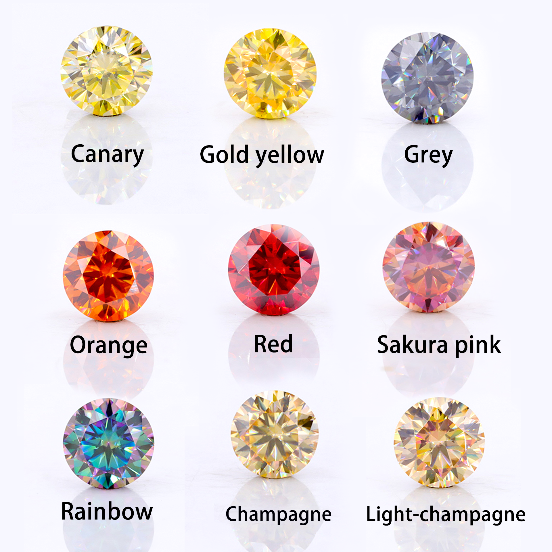 Starsgem Custom Coloured Loose Diamonds Fancy Yellow Gray Dark Grey Champagne Canary Green Red  Pink Color Black Blue Moissanite