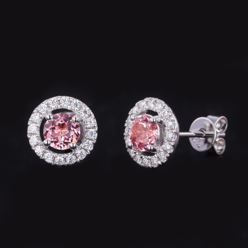 starsgem blue padparadscha sapphire ruby 10k 14k 18k yellow rose white gold stud earrings with diamonds