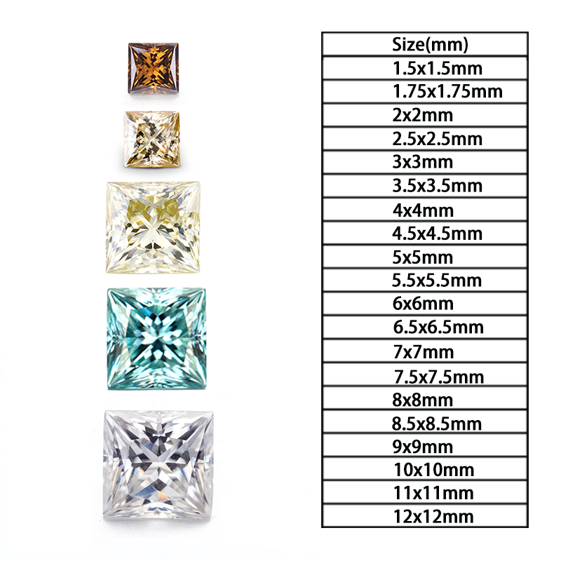 Starsgem moissanite manufacture synthetic gemstone white d square moissanite gems