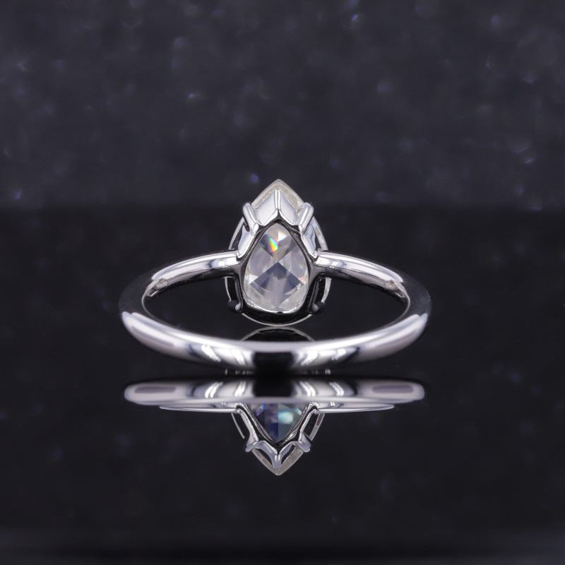 S925 silver  7*10 mm pear shape stone 2 carat white moissanite silver ring 925 sterling silver open gemstone rings