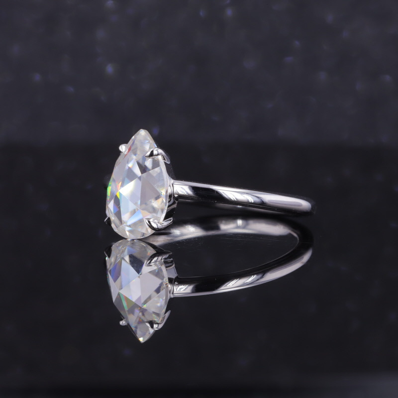 S925 silver  7*10 mm pear shape stone 2 carat white moissanite silver ring 925 sterling silver open gemstone rings