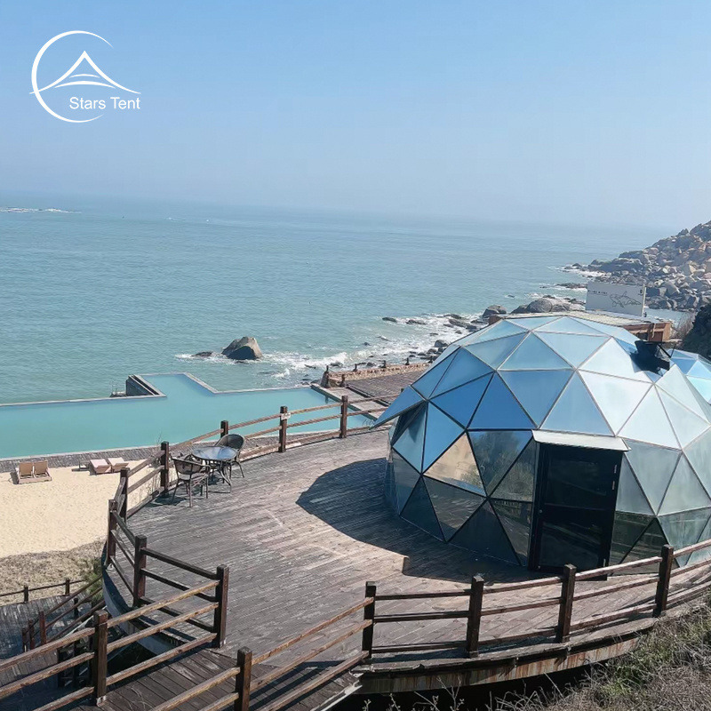 8M Solar Geodesic Glass House Glamping Dome Tents Four Season