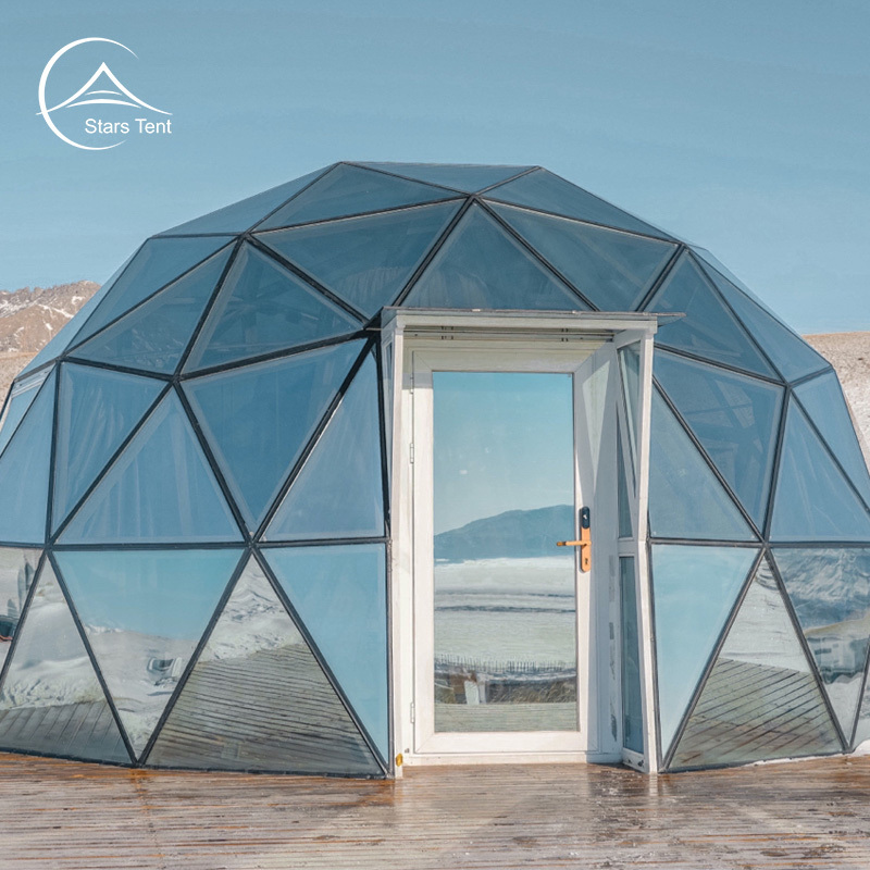 8M Solar Geodesic Glass House Glamping Dome Tents Four Season