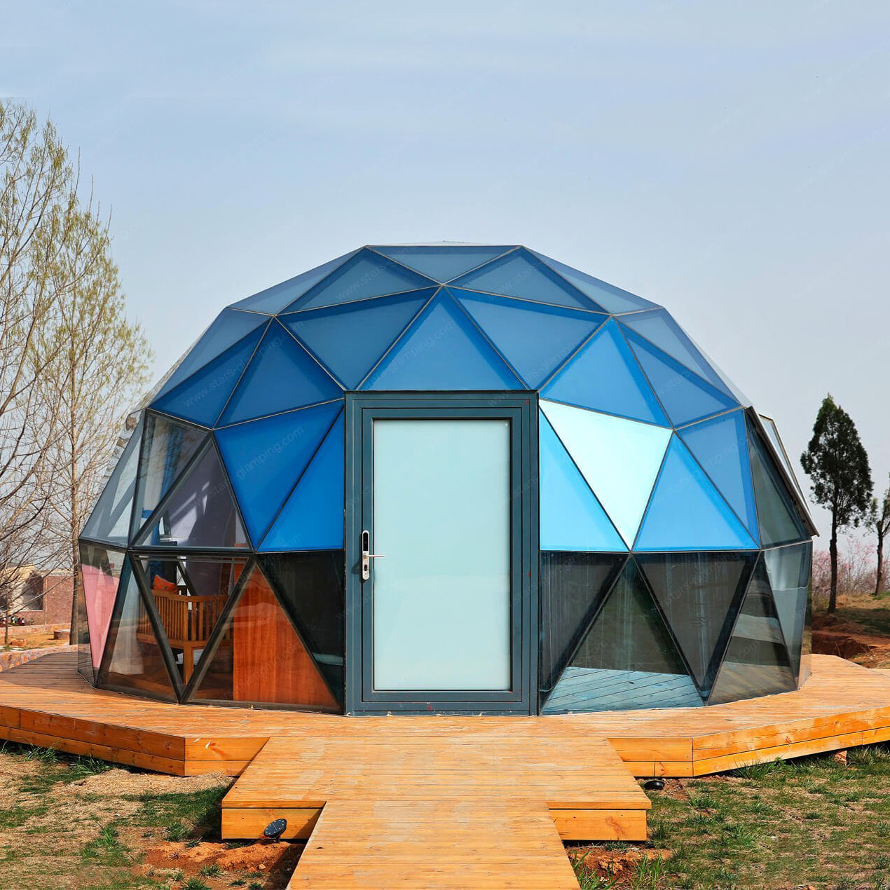 Transparent Glass Igloo House Glamping Geodesic Dome Tent For Outdoor Winter Snow Heated