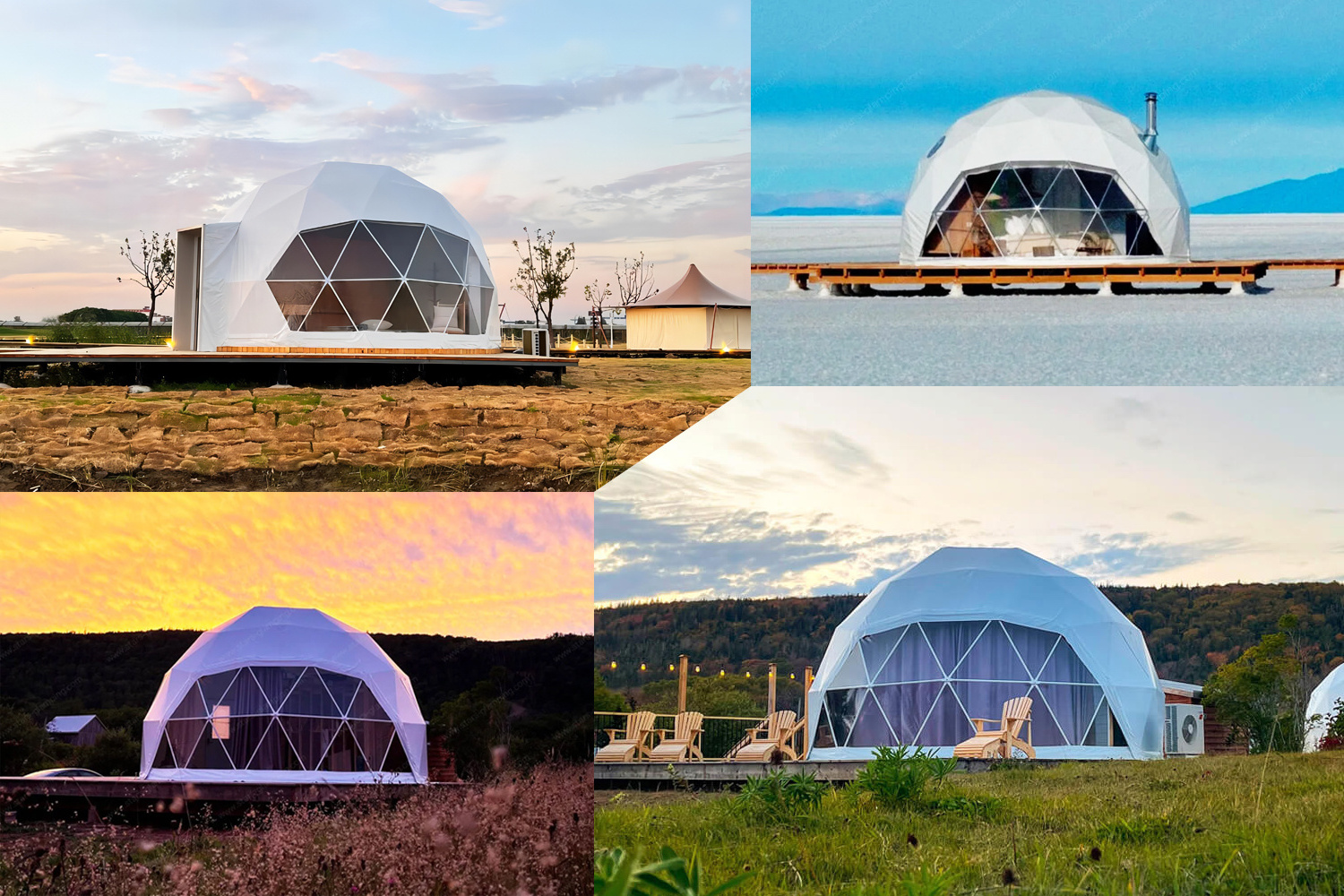 Luxury Resort Hotel House Winter Glamping Geodesic Igloo Dome Tent 6m With Clear Skylight